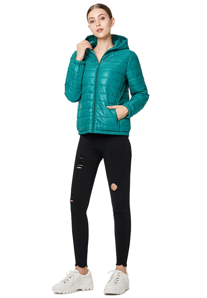 hooded puffer jacket#color_green