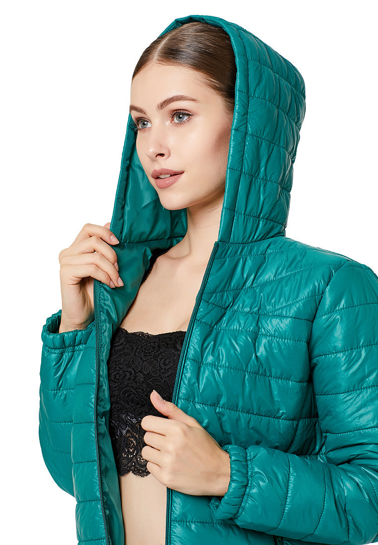 hooded puffer jacket#color_green