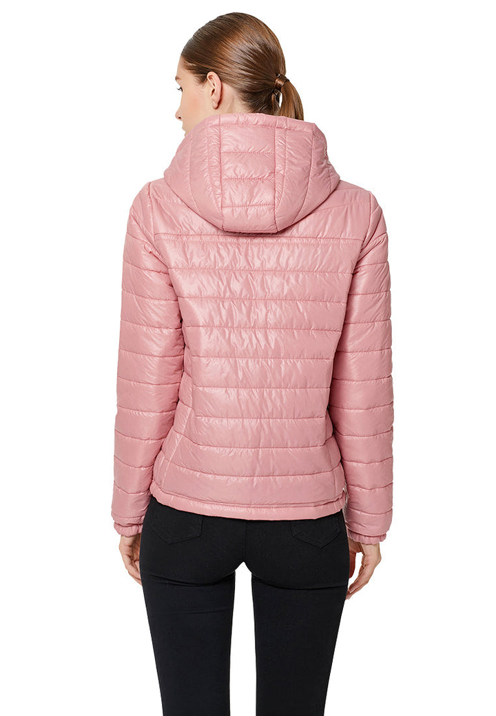 hooded puffer jacket#color_rose