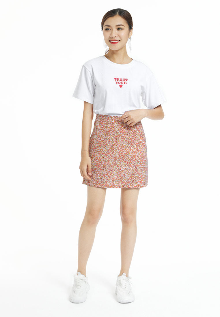 floral mini skirt#color_pink