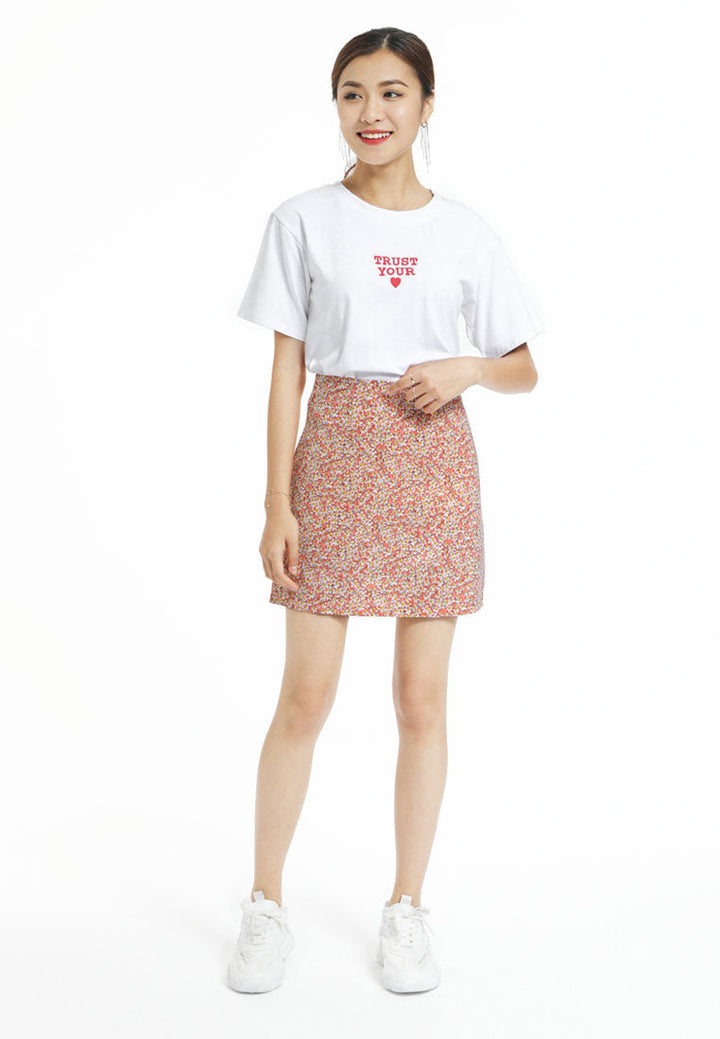 floral mini skirt#color_pink