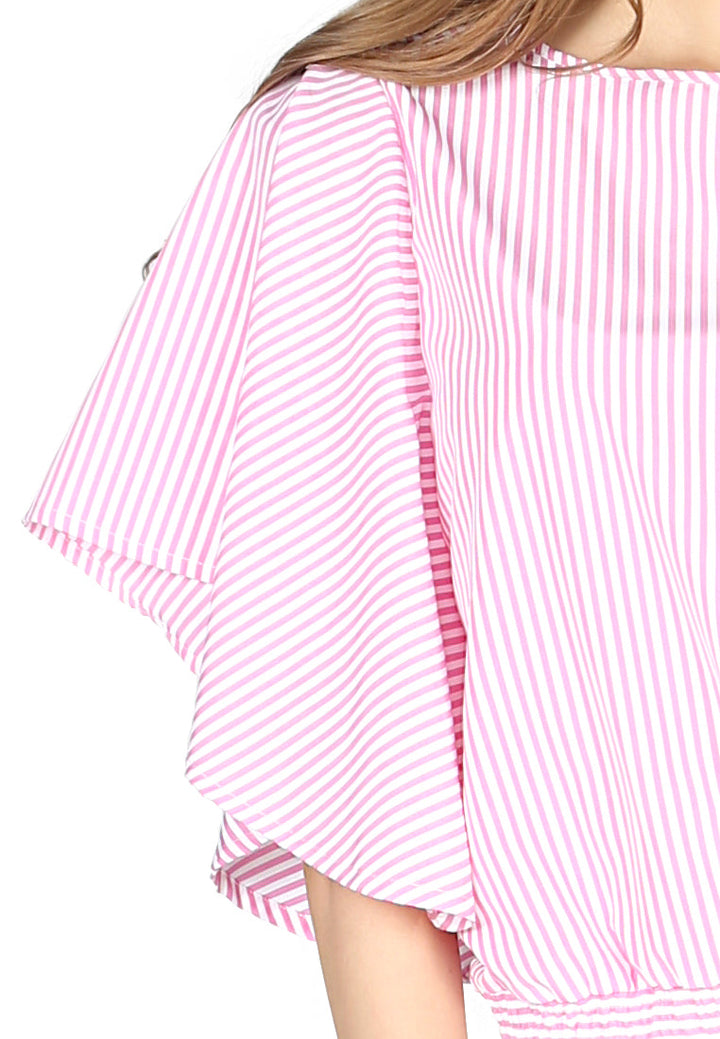 high neck batwing top#color_pink