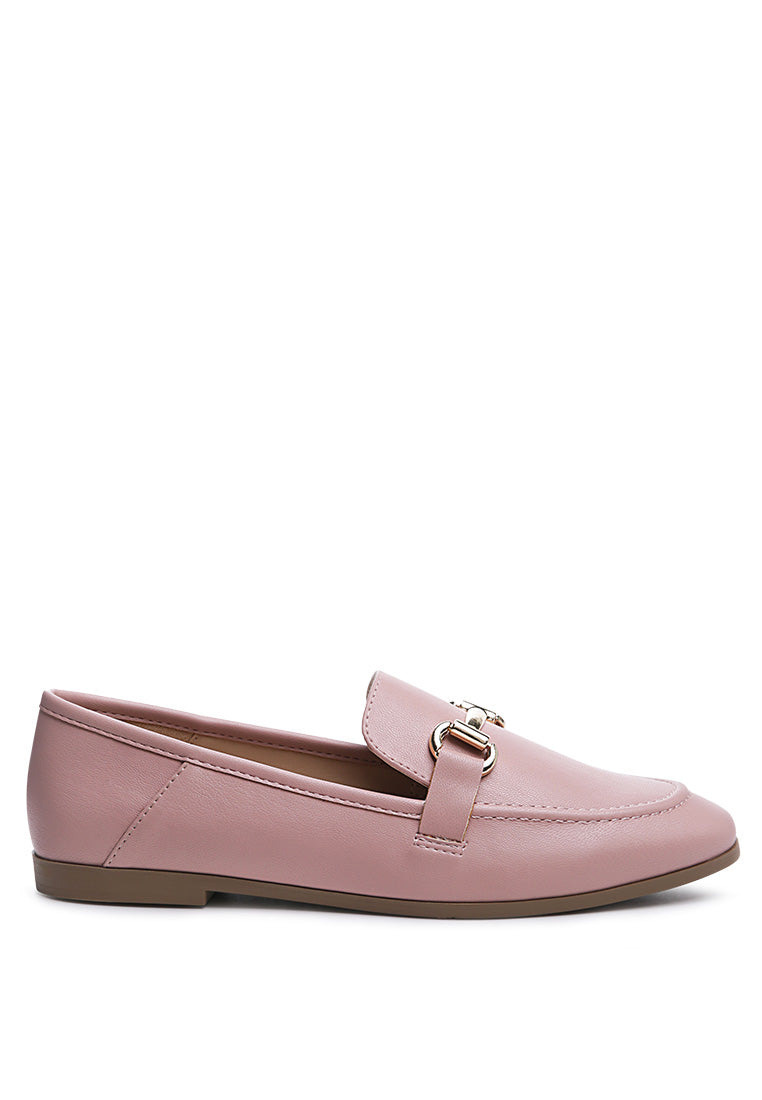 tahiti metallic gold buckle loafers#color_pink