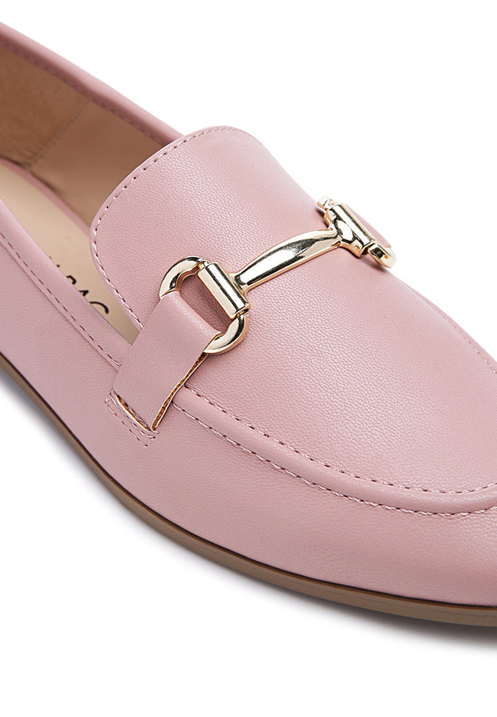 tahiti metallic gold buckle loafers#color_pink