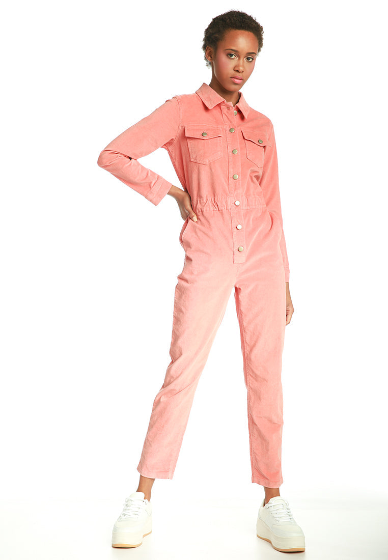 lightweight utility button jumpsuit#color_pink