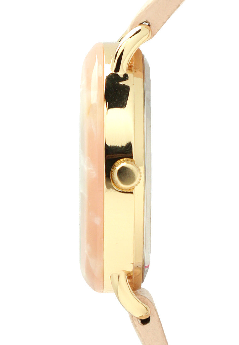 mother of pearl look resin case watch#color_pink