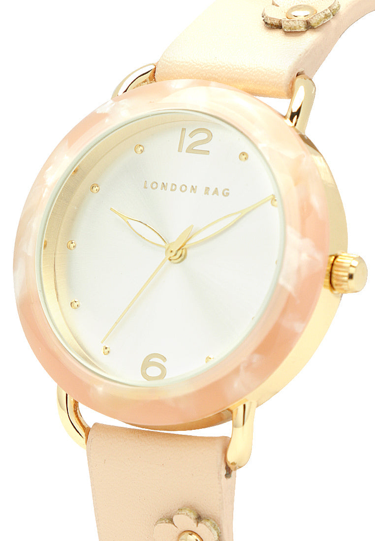 mother of pearl look resin case watch#color_pink