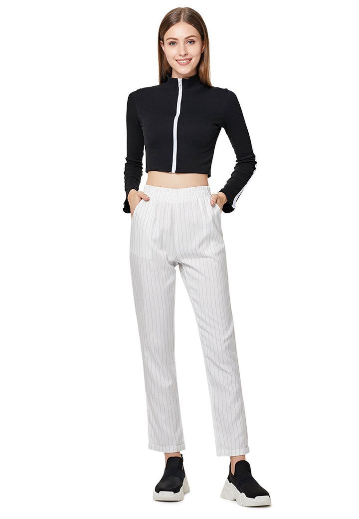 pinstripe straight pants#color_white