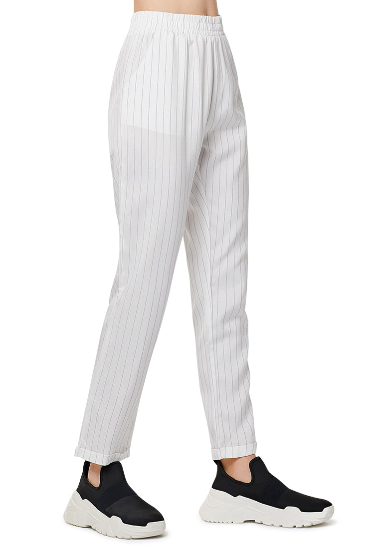 pinstripe straight pants#color_white
