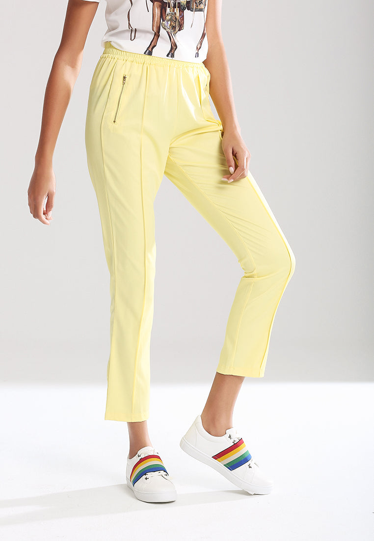 pleated casual pants#color_yellow