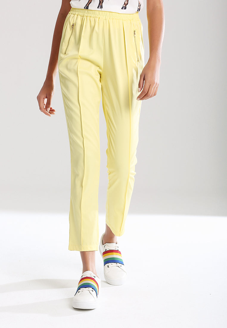 pleated casual pants#color_yellow