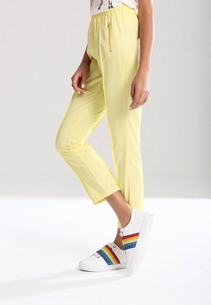 pleated casual pants#color_yellow