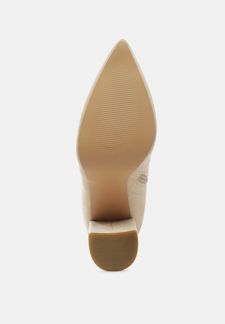 zahara faux suede block heeled boots by ruw#color_beige