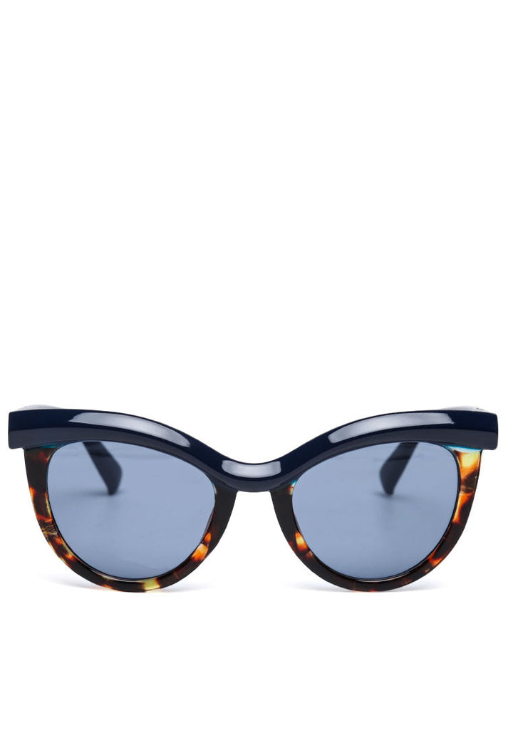 printed frame cateye sunglasses#color_blue