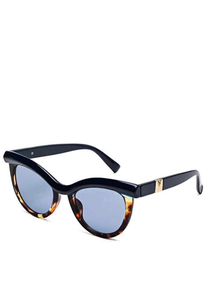 printed frame cateye sunglasses#color_blue