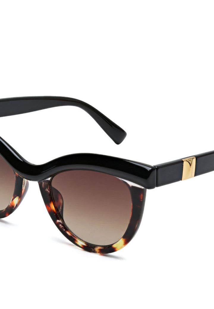 printed frame cateye sunglasses#color_brown