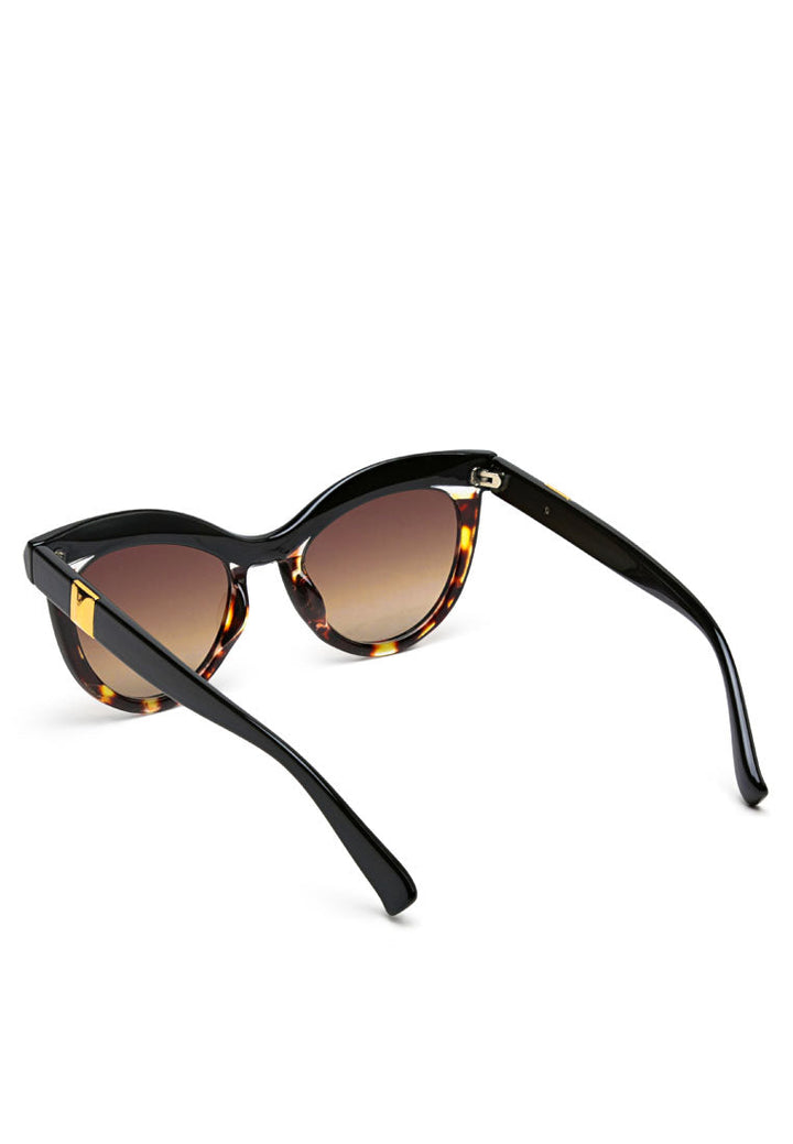 printed frame cateye sunglasses#color_brown