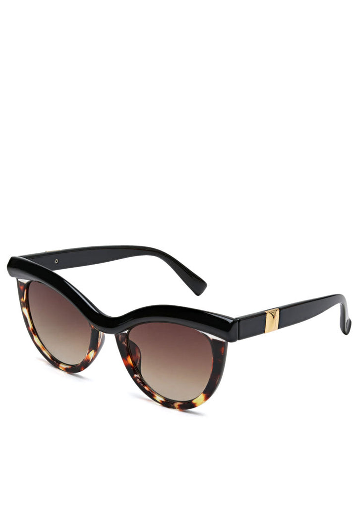 printed frame cateye sunglasses#color_brown