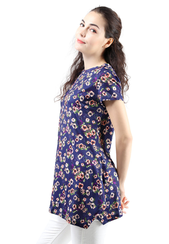 pretty vibes floral tunic#color_blue