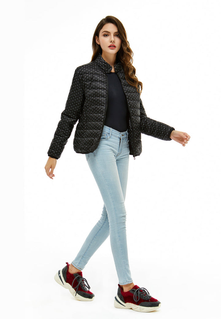 printed puffer jacket#color_black