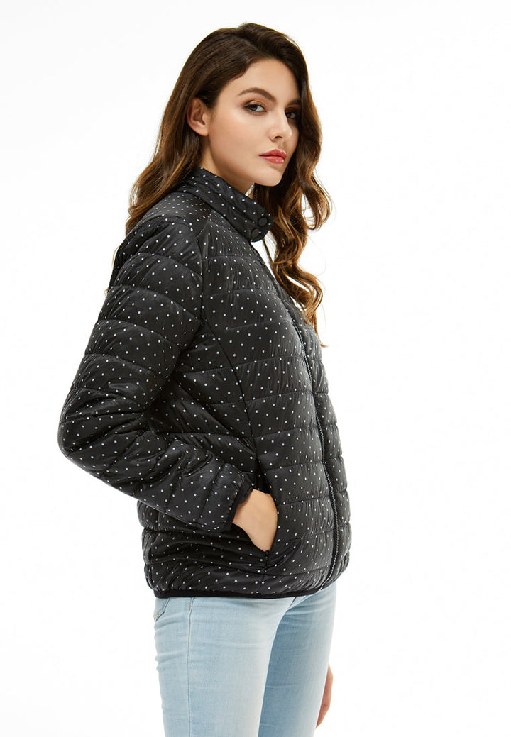 printed puffer jacket#color_black