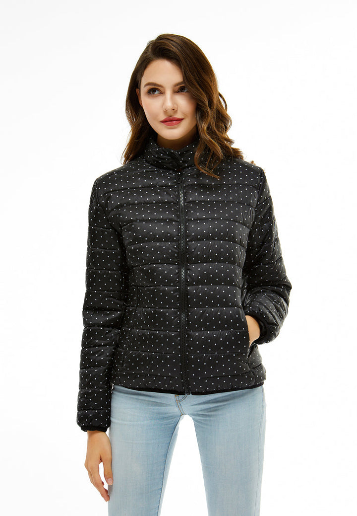printed puffer jacket#color_black