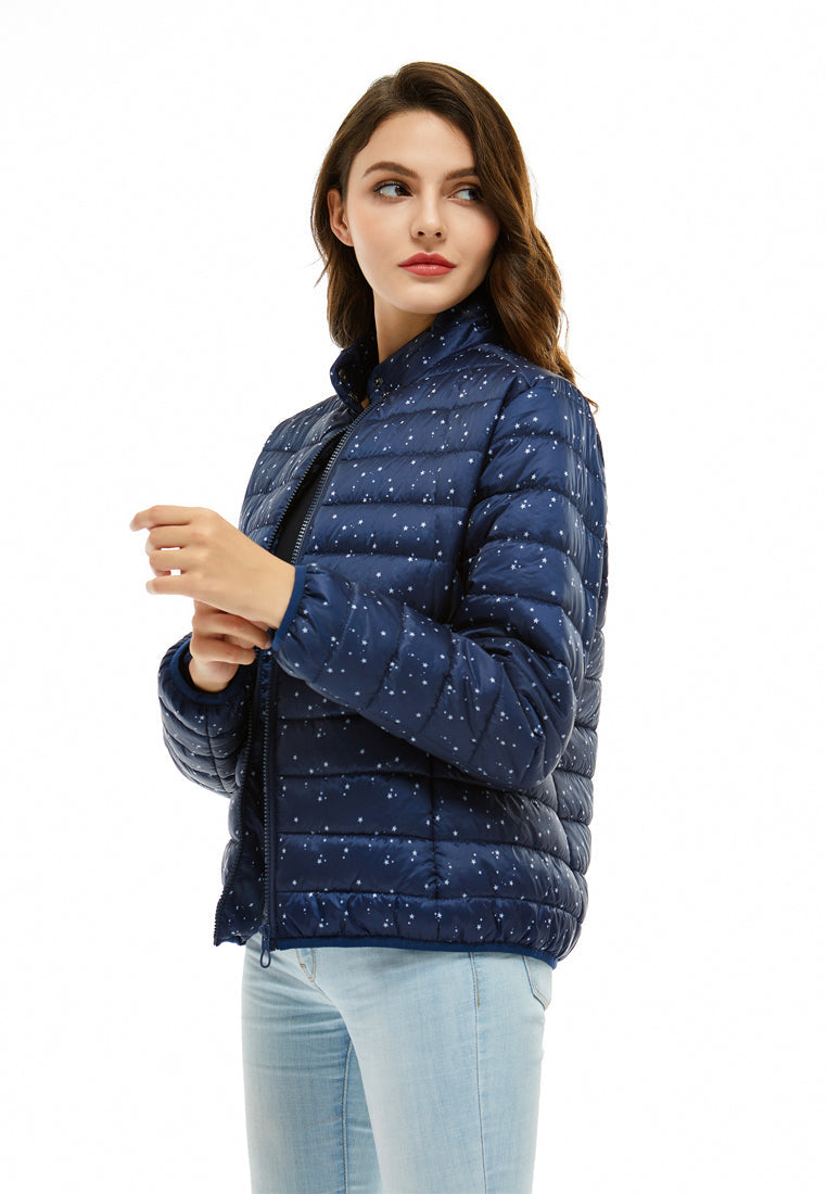 printed puffer jacket#color_navy