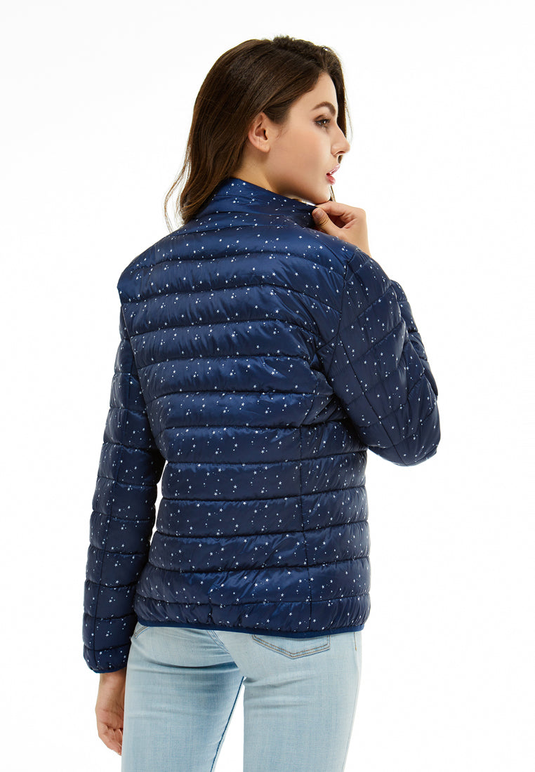 printed puffer jacket#color_navy