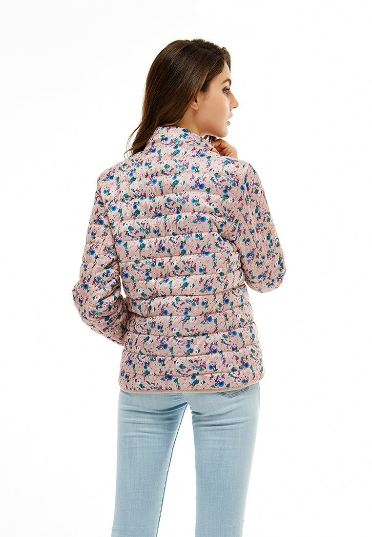 printed puffer jacket#color_pink