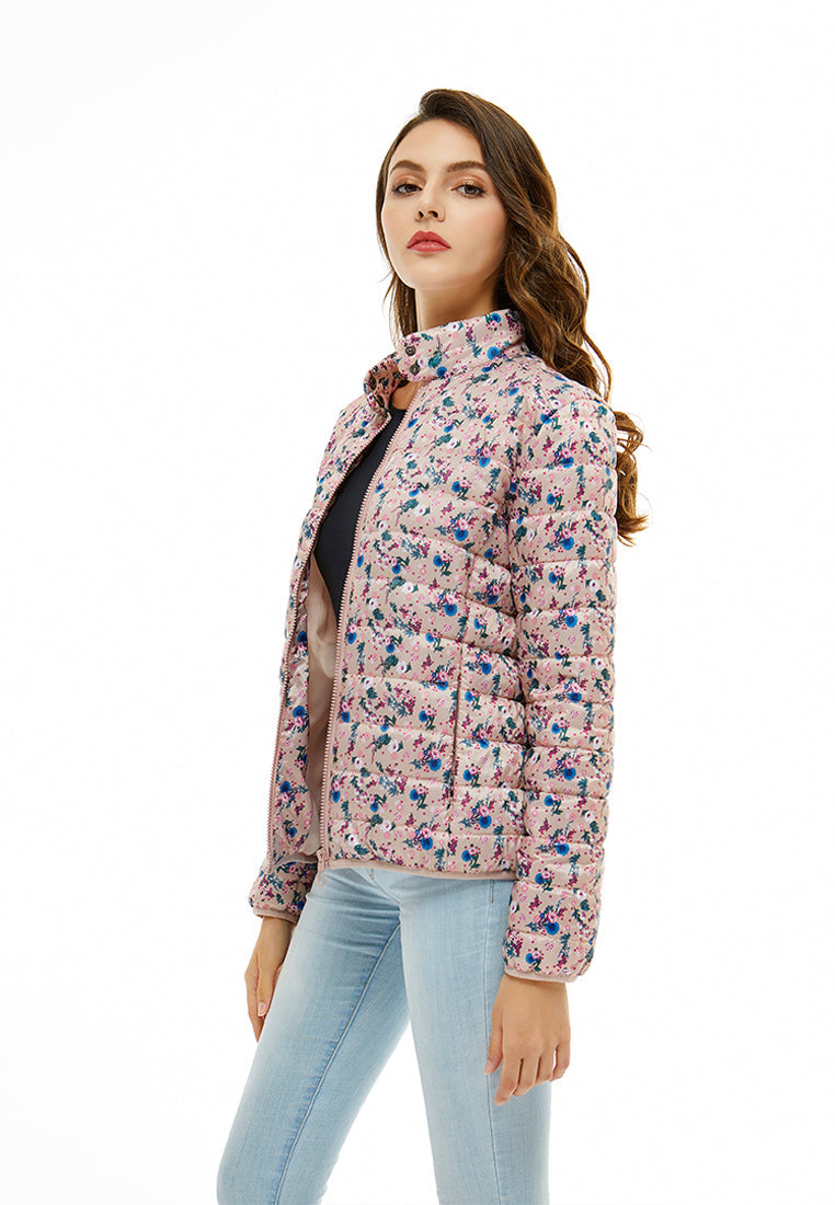 printed puffer jacket#color_pink