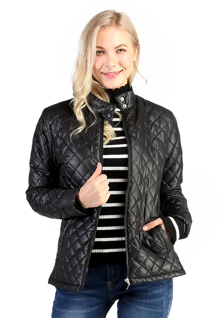 puffer jacket with zip closure#color_black