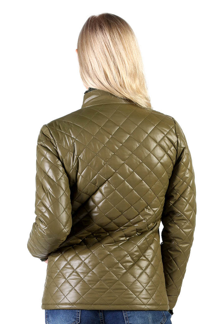 puffer jacket with zip closure#color_olive