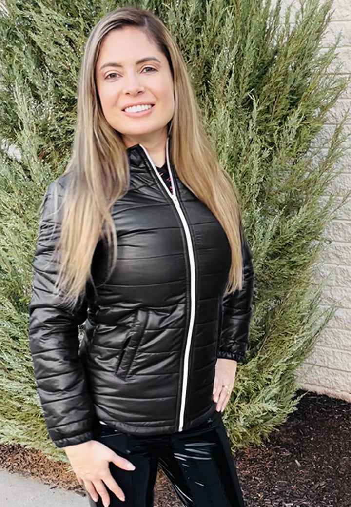 puffer jacket with zipper closure#color_black