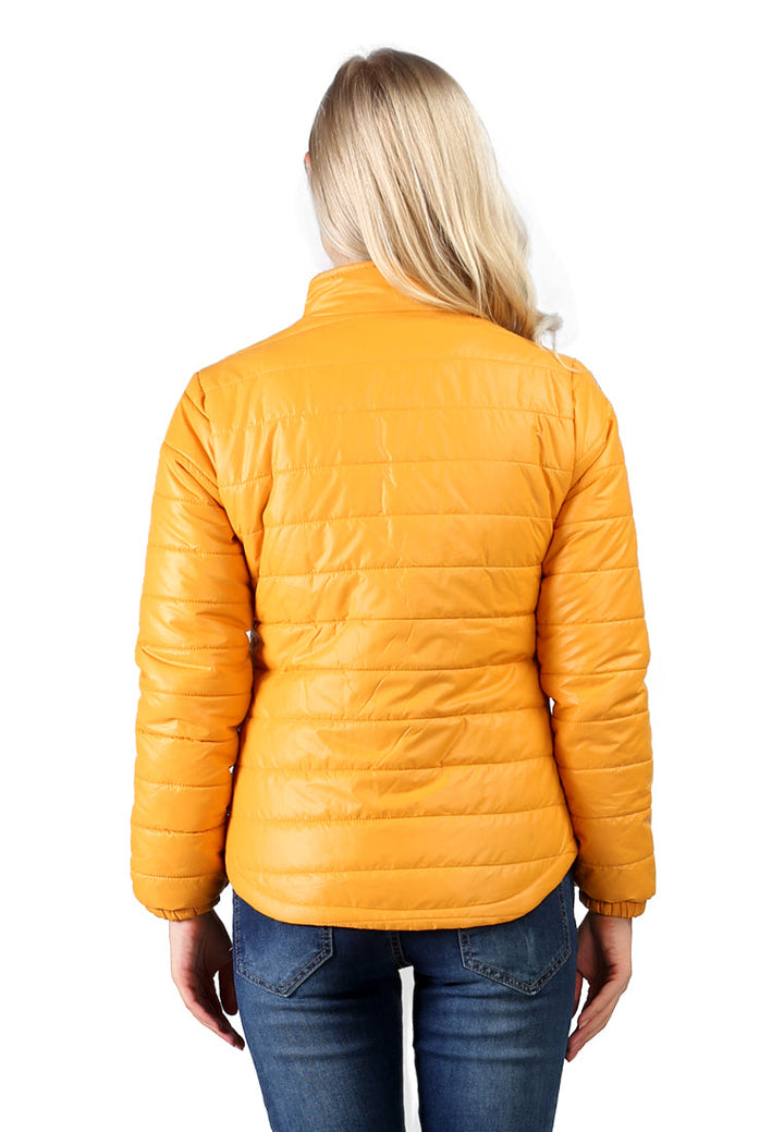 puffer jacket with zipper closure#color_yellow