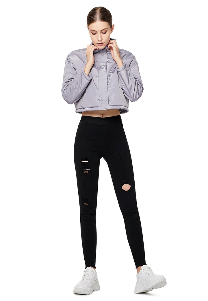 puffer style crop jacket#color_grey