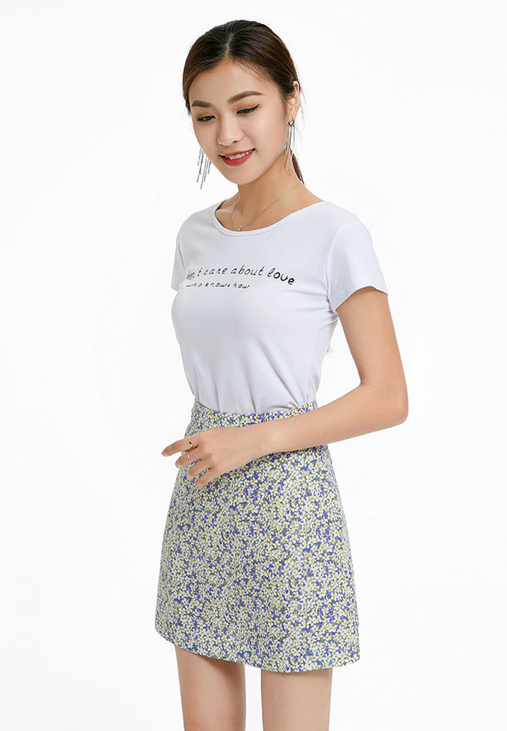 floral mini skirt#color_purple
