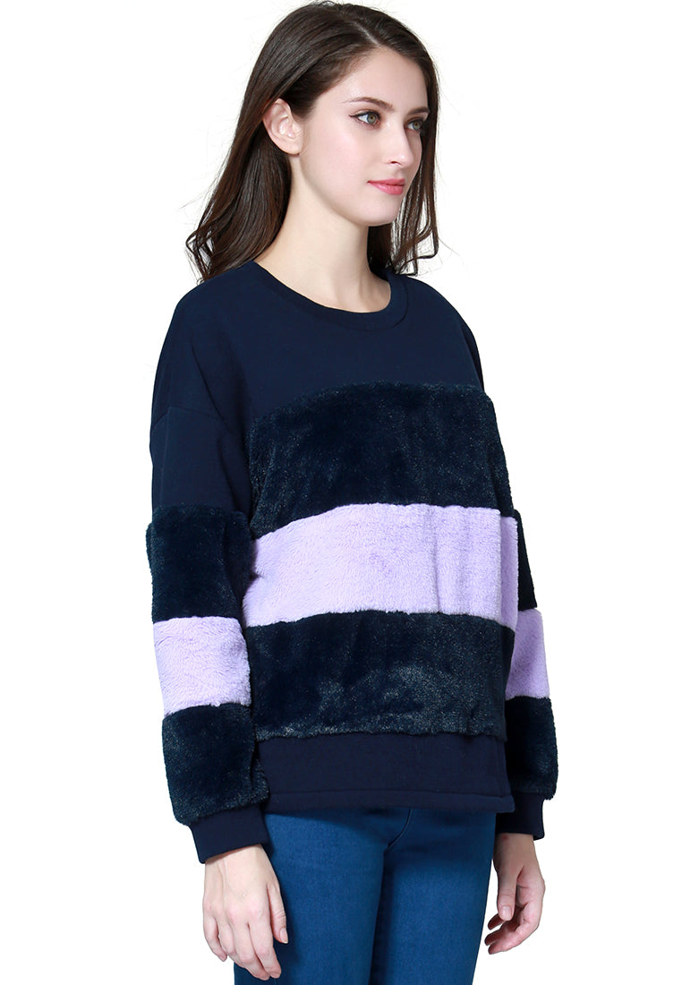 two tone stripes Super stylish sweatshirt#color_purple