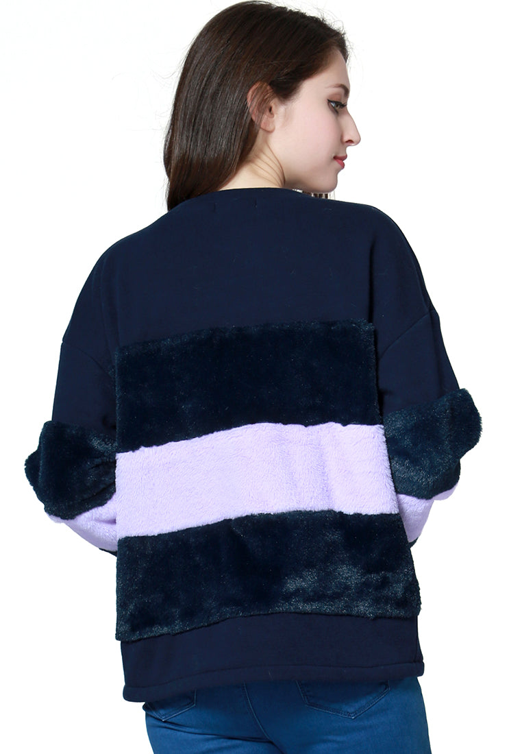 two tone stripes Super stylish sweatshirt#color_purple