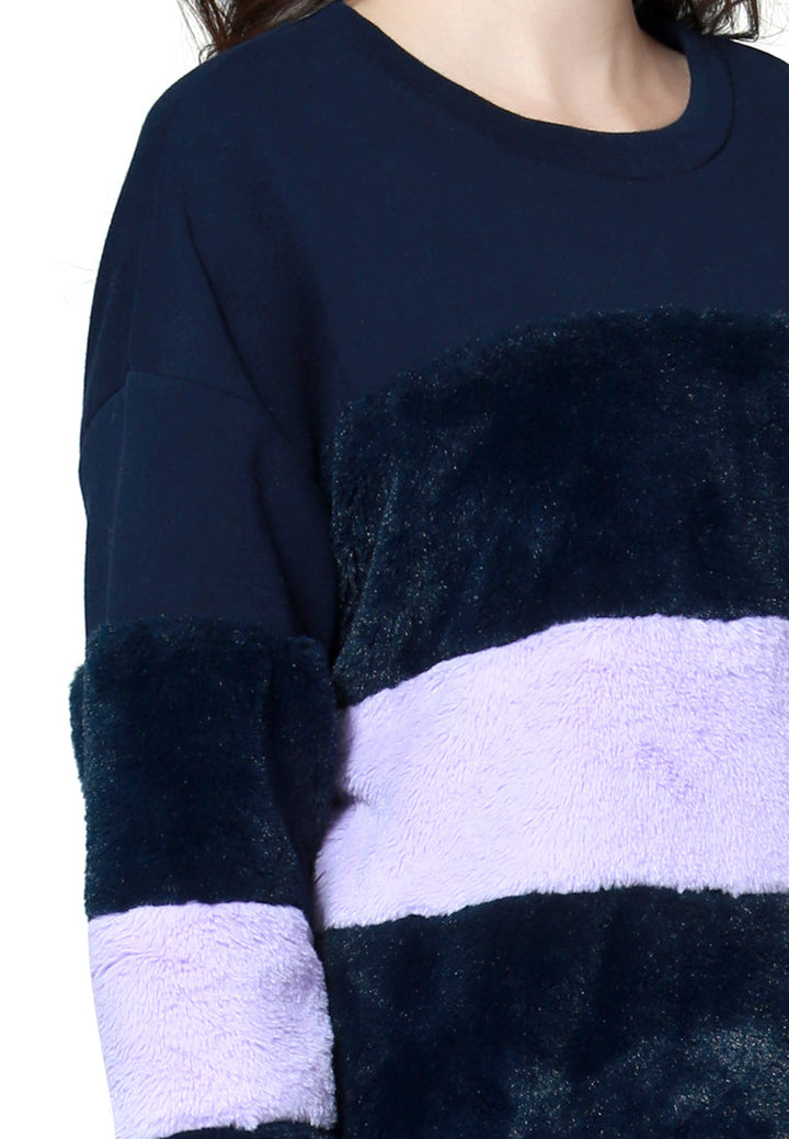 two tone stripes Super stylish sweatshirt#color_purple