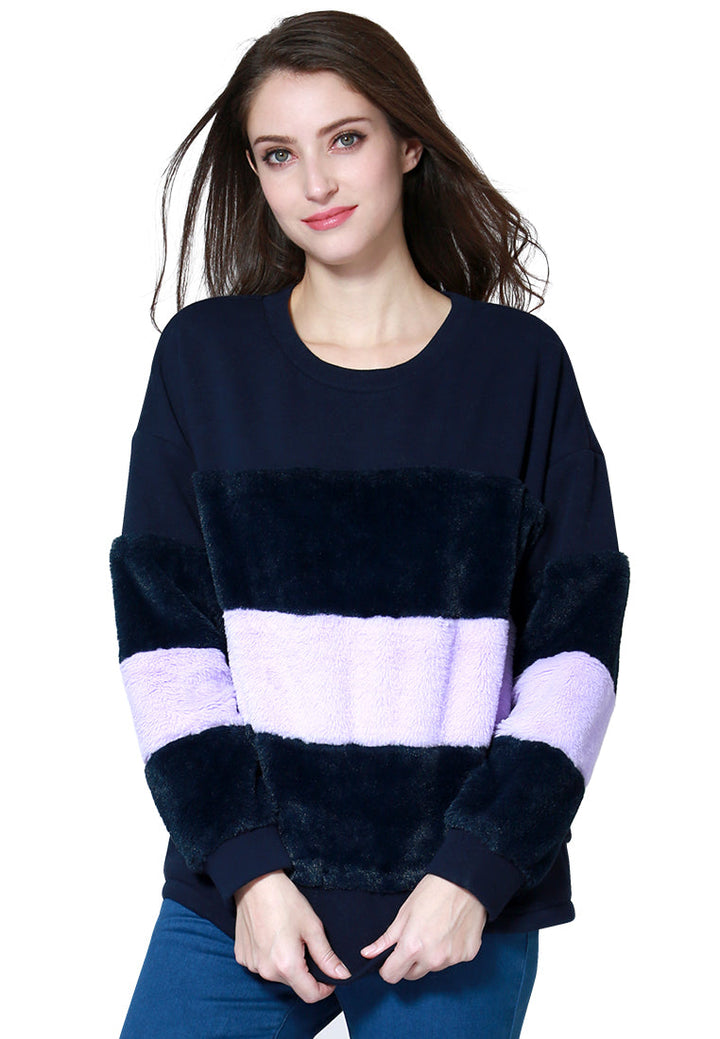 two tone stripes Super stylish sweatshirt#color_purple