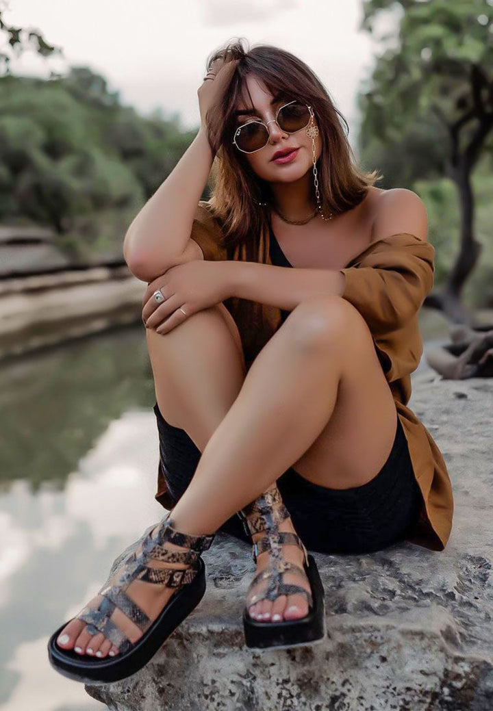 cruz gladiator platform leather sandal by ruw#color_snake-print