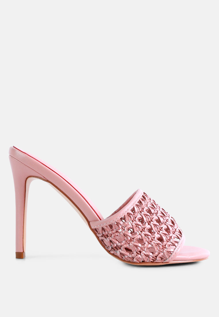 tease woven heeled slides by ruw#color_pink