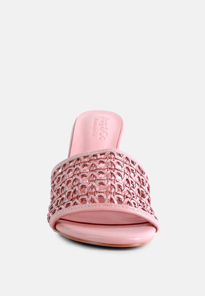 tease woven heeled slides by ruw#color_pink