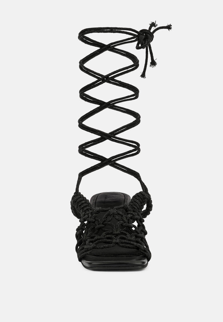 beroe braided handcrafted lace up sandal by ruw#color_black