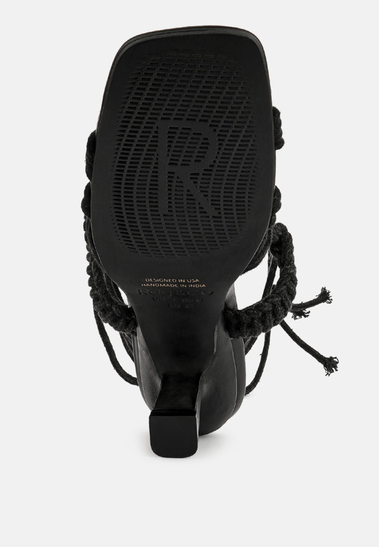 beroe braided handcrafted lace up sandal by ruw#color_black