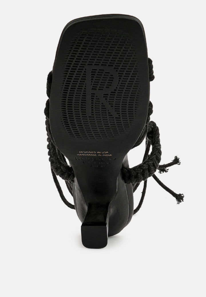 beroe braided handcrafted lace up sandal by ruw#color_black