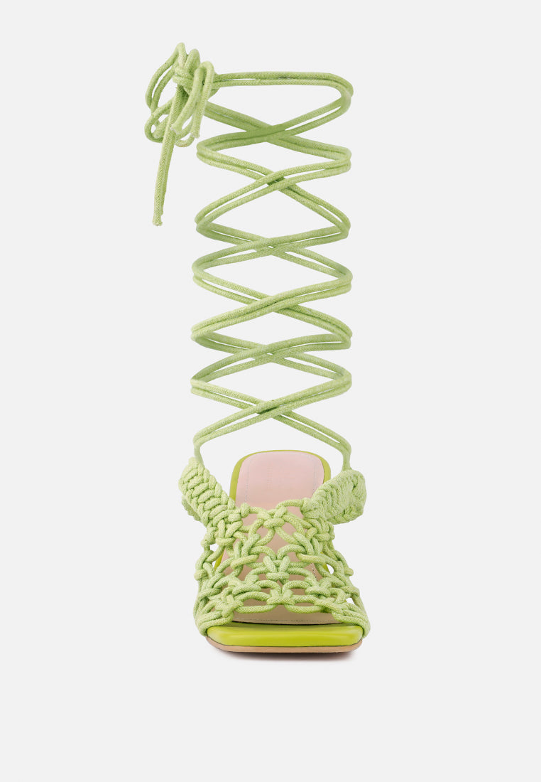 beroe braided handcrafted lace up sandal by ruw#color_green