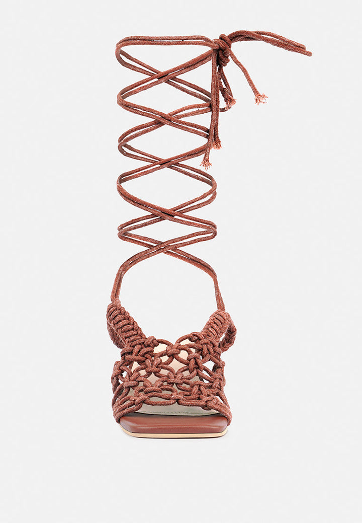 beroe braided handcrafted lace up sandal by ruw#color_mocca