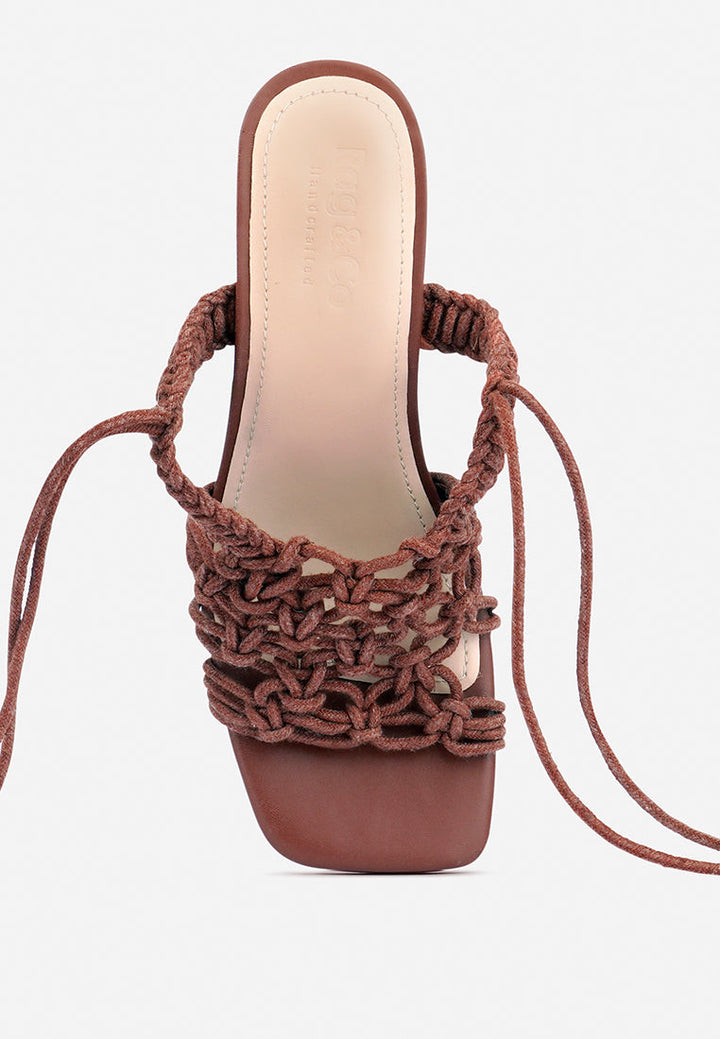 beroe braided handcrafted lace up sandal by ruw#color_mocca