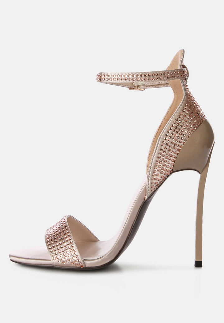 magnate rhinestone embellished stiletto sandals by ruw#color_beige